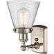 Ballston Small Cone LED 6 inch Brushed Satin Nickel Sconce Wall Light in Seedy Glass, Ballston