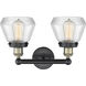 Fulton 2 Light 15.5 inch Black Antique Brass Bath Vanity Light Wall Light in Clear
