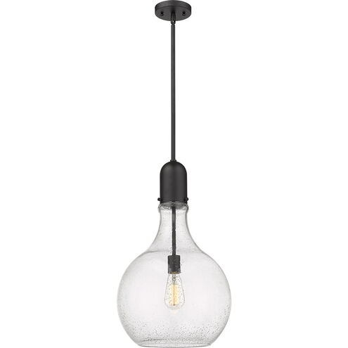 Amherst 1 Light 14 inch Matte Black Pendant Ceiling Light in Seedy Glass