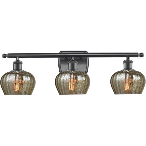 Ballston Fenton 3 Light 26 inch Matte Black Bath Vanity Light Wall Light in Mercury Glass, Ballston