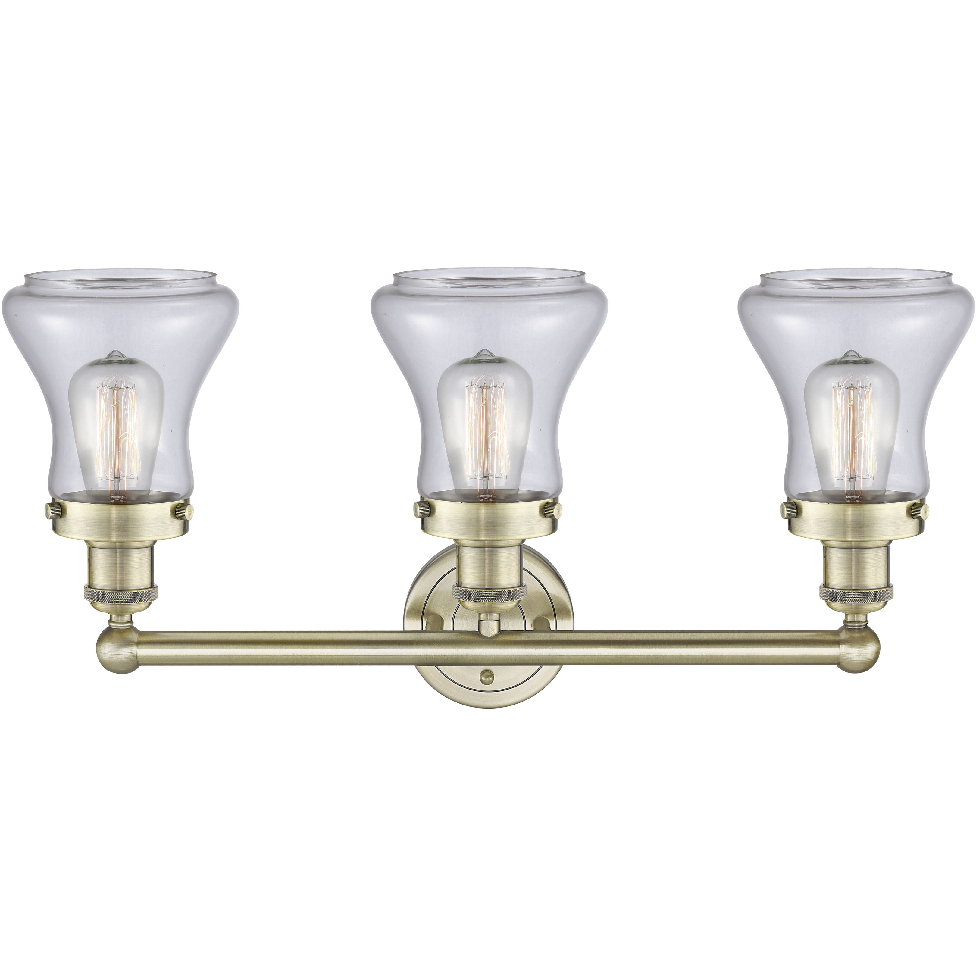Bellmont 3 Light 24.5 inch Antique Brass Bath Vanity Light Wall Light in Clear