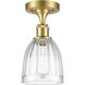 Brookfield 1 Light 5.75 inch Satin Gold Semi-Flush Mount Ceiling Light in Clear Glass