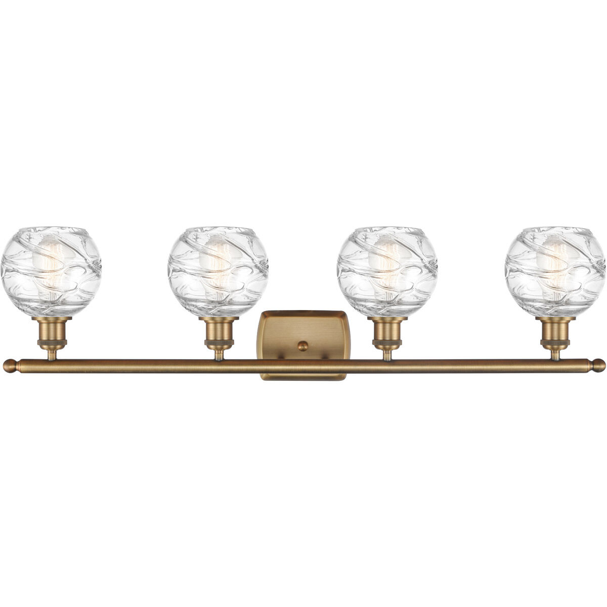 Ballston Small Deco Swirl 4 Light 36 inch Brushed Brass Bath Vanity Light Wall Light, Ballston