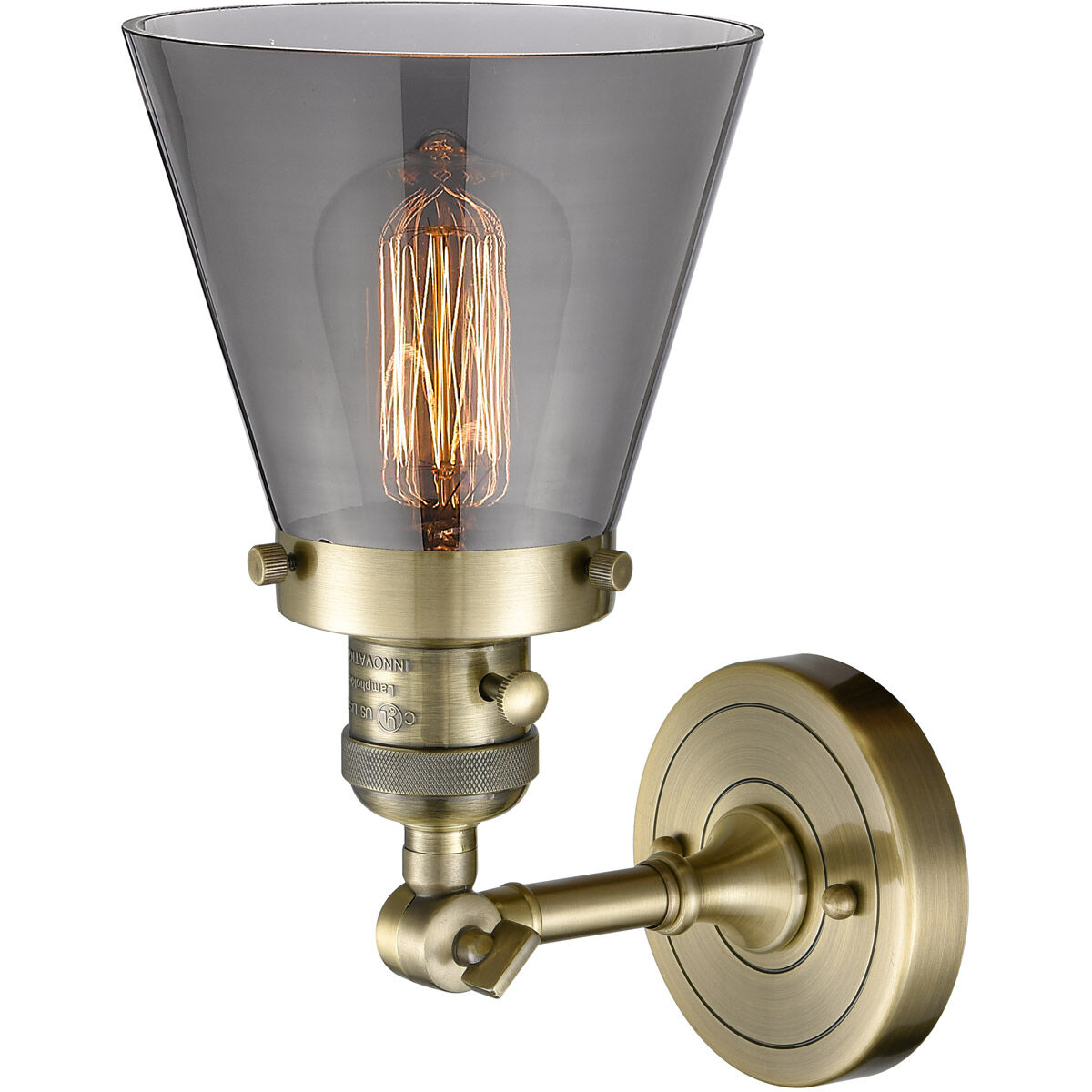 Franklin Restoration Small Cone LED 6 inch Antique Brass Sconce Wall Light, Franklin Restoration