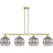 Arcadia Rochester Island Light Ceiling Light in Antique Brass, Light Smoke Glass