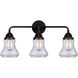 Nouveau 2 Bellmont 3 Light 24 inch Matte Black Bath Vanity Light Wall Light in Clear Glass