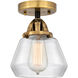 Nouveau 2 Fulton LED 6.75 inch Black Antique Brass Semi-Flush Mount Ceiling Light in Clear Glass