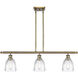 Ballston Brookfield 3 Light 36 inch Antique Brass Island Light Ceiling Light in Incandescent, Clear Glass, Ballston