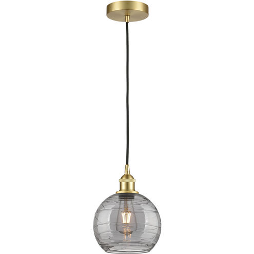 Edison Athens Deco Swirl 1 Light 8 inch Satin Gold Mini Pendant Ceiling Light