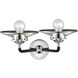 Nouveau Railroad 2 Light 16 inch Black Polished Nickel Bath Vanity Light Wall Light, Nouveau