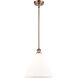 Ballston Cone 1 Light 12 inch Antique Copper Mini Pendant Ceiling Light in Matte White Glass