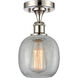 Ballston Belfast 1 Light 6 inch Polished Nickel Semi-Flush Mount Ceiling Light in Clear Crackle Glass, Ballston