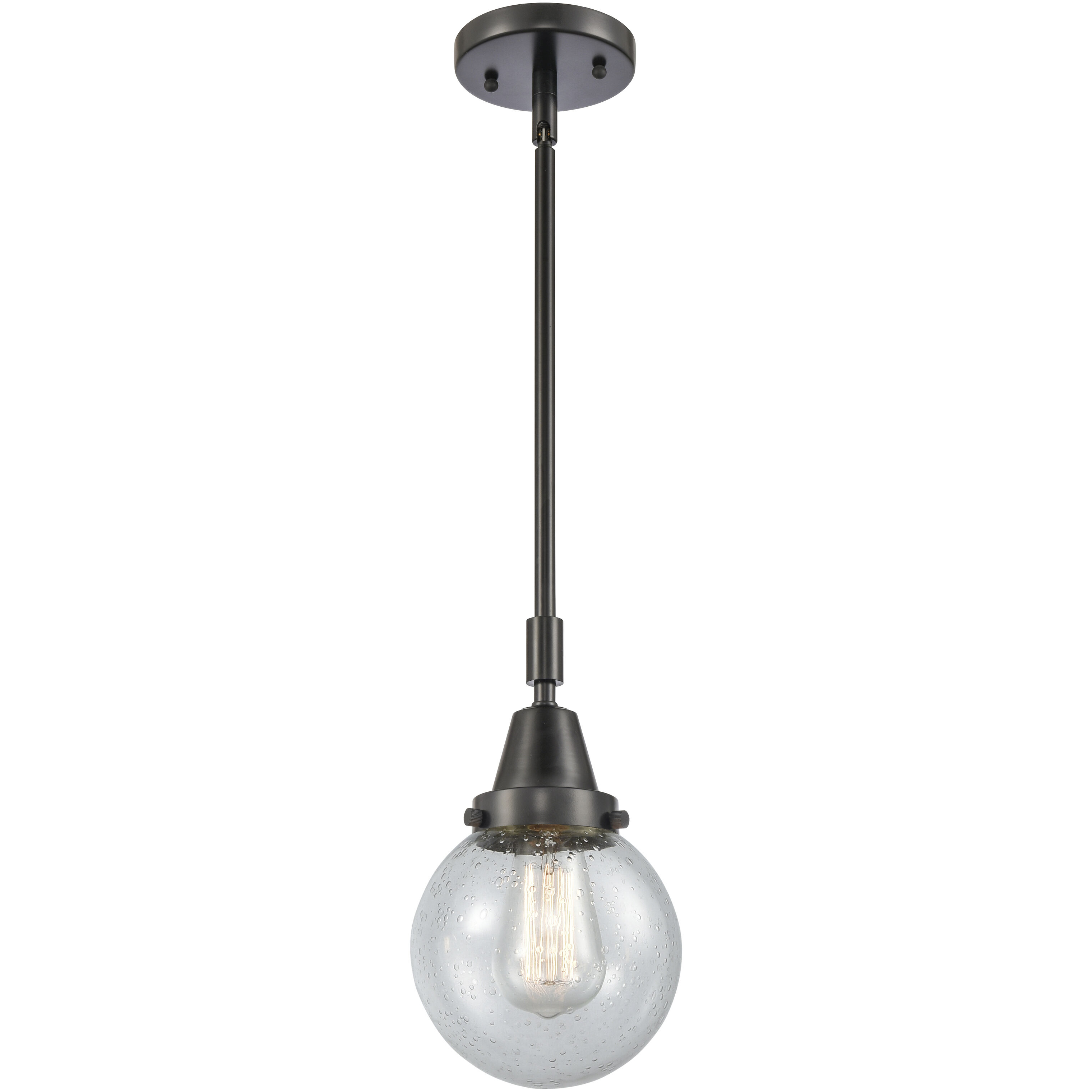 Beacon 1 Light 6 inch Matte Black Mini Pendant Ceiling Light in Seedy Glass
