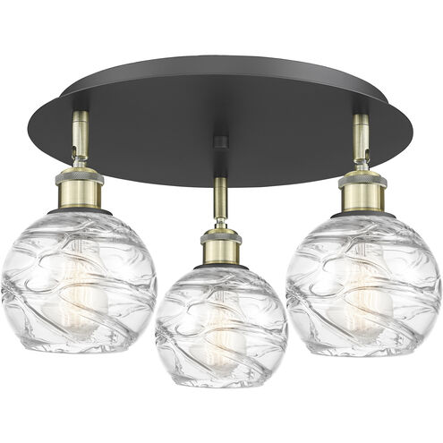 Athens Deco Swirl 3 Light 17.63 inch Black Antique Brass Flush Mount Ceiling Light