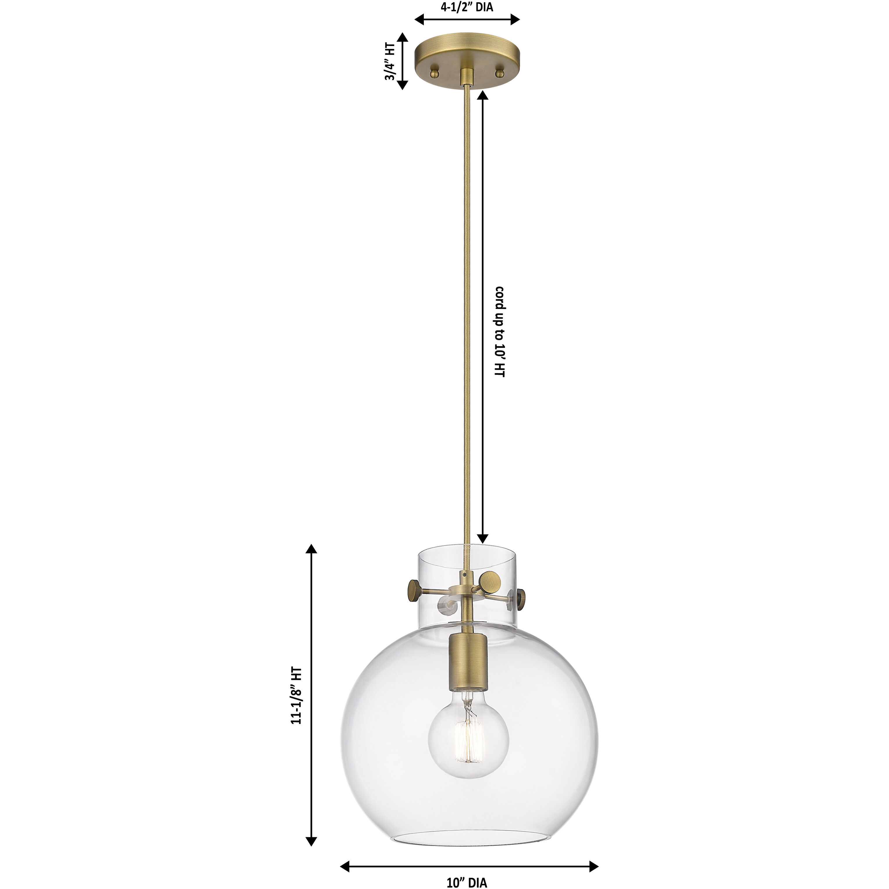 Downtown Urban Newton Sphere 1 Light 10 inch Brushed Brass Mini Pendant Ceiling Light in Seedy