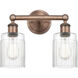 Hadley 2 Light 13.5 inch Antique Copper Bath Vanity Light Wall Light in Clear