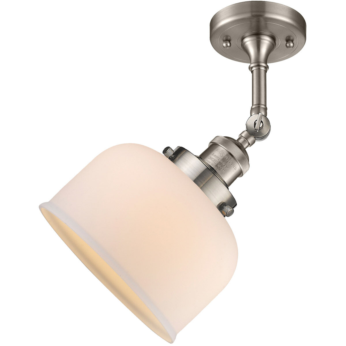 Franklin Restoration Large Bell 1 Light 8 inch Brushed Satin Nickel Sconce Wall Light in Matte White Glass, Franklin Restoration