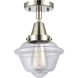 Franklin Restoration Small Oxford 1 Light 8 inch Polished Nickel Flush Mount Ceiling Light in Clear Glass