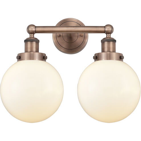 Beacon 2 Light 15.5 inch Antique Copper Bath Vanity Light Wall Light in Matte White