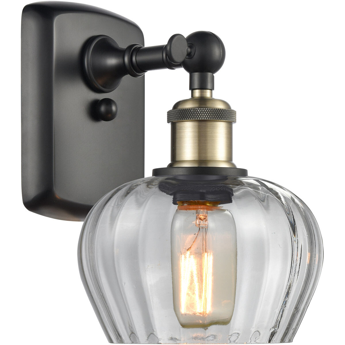 Ballston Fenton 1 Light 7 inch Black Antique Brass Sconce Wall Light in Clear Glass, Ballston