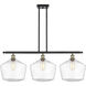 Ballston Cindyrella 3 Light 39 inch Black Antique Brass Island Light Ceiling Light in Incandescent, Seedy Glass