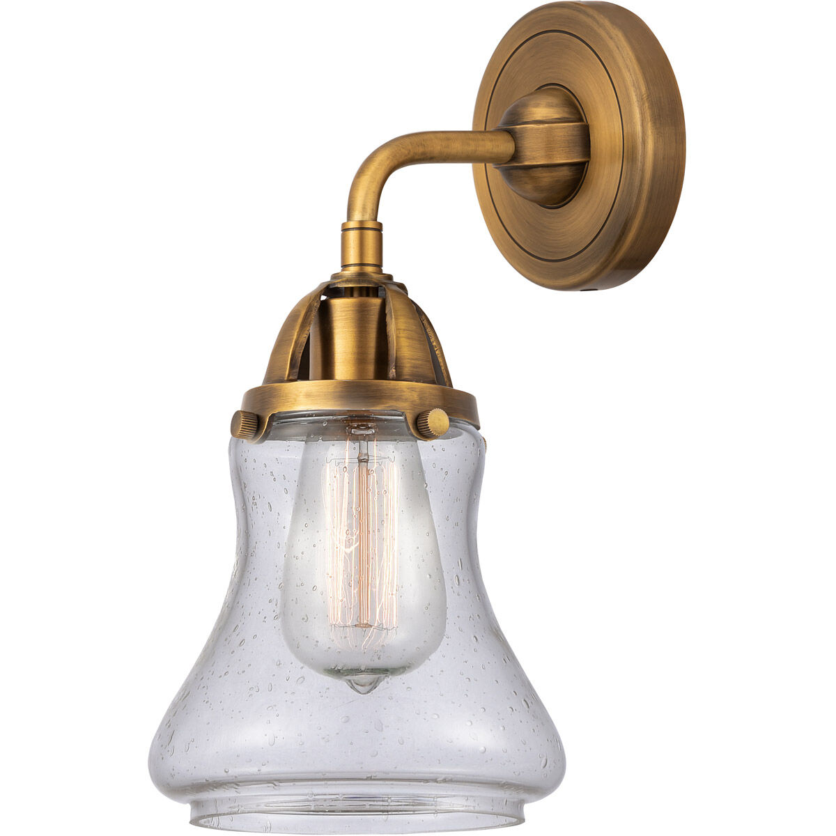 Nouveau 2 Bellmont LED 6 inch Brushed Brass Sconce Wall Light in Seedy Glass