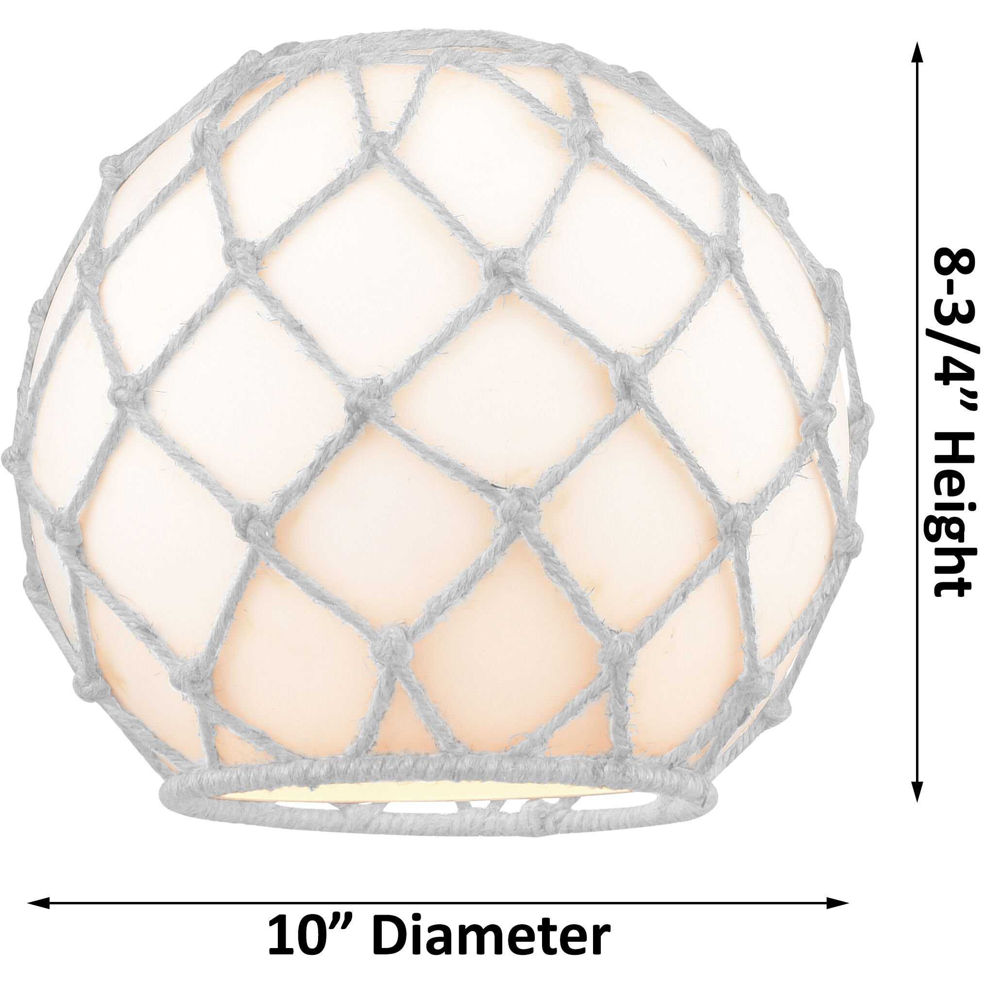 Ballston Large Farmhouse Rope Cased Matte White Glass, Ballston