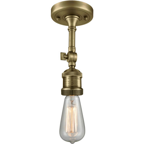 Franklin Restoration Bare Bulb LED 5 inch Antique Brass Semi-Flush Mount Ceiling Light, Franklin Restoration