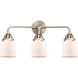 Nouveau 2 Small Bell 3 Light 23 inch Oil Rubbed Bronze Bath Vanity Light Wall Light in Matte White Glass