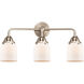 Nouveau 2 Small Bell 3 Light 23 inch Brushed Brass Bath Vanity Light Wall Light in Matte White Glass