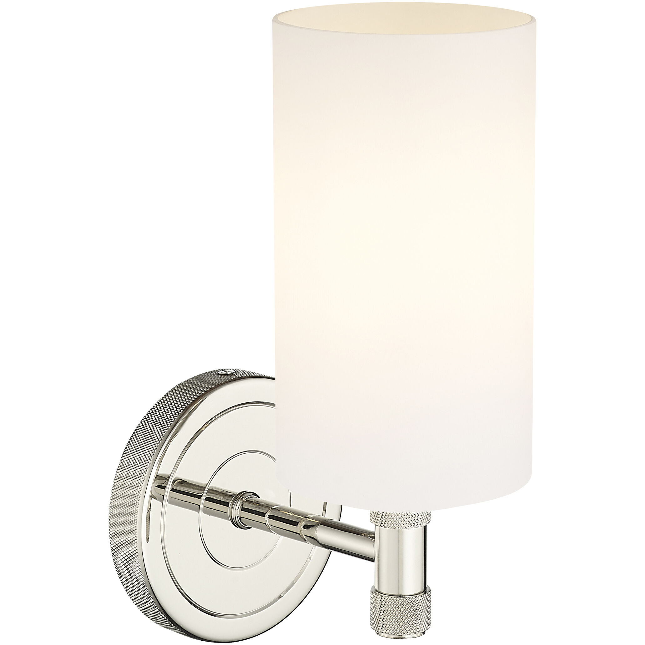 Crown Point Sconce Wall Light in Polished Nickel, Matte White Glass