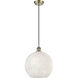 Ballston White Mouchette 1 Light 12 inch Antique Brass Cord Hung Pendant Ceiling Light