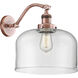Franklin Restoration X-Large Bell LED 12 inch Antique Copper Sconce Wall Light in Clear Glass, Franklin Restoration