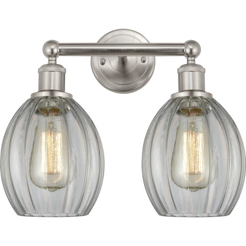Edison Eaton 2 Light 15 inch Brushed Satin Nickel Bath Vanity Light Wall Light in Clear Glass