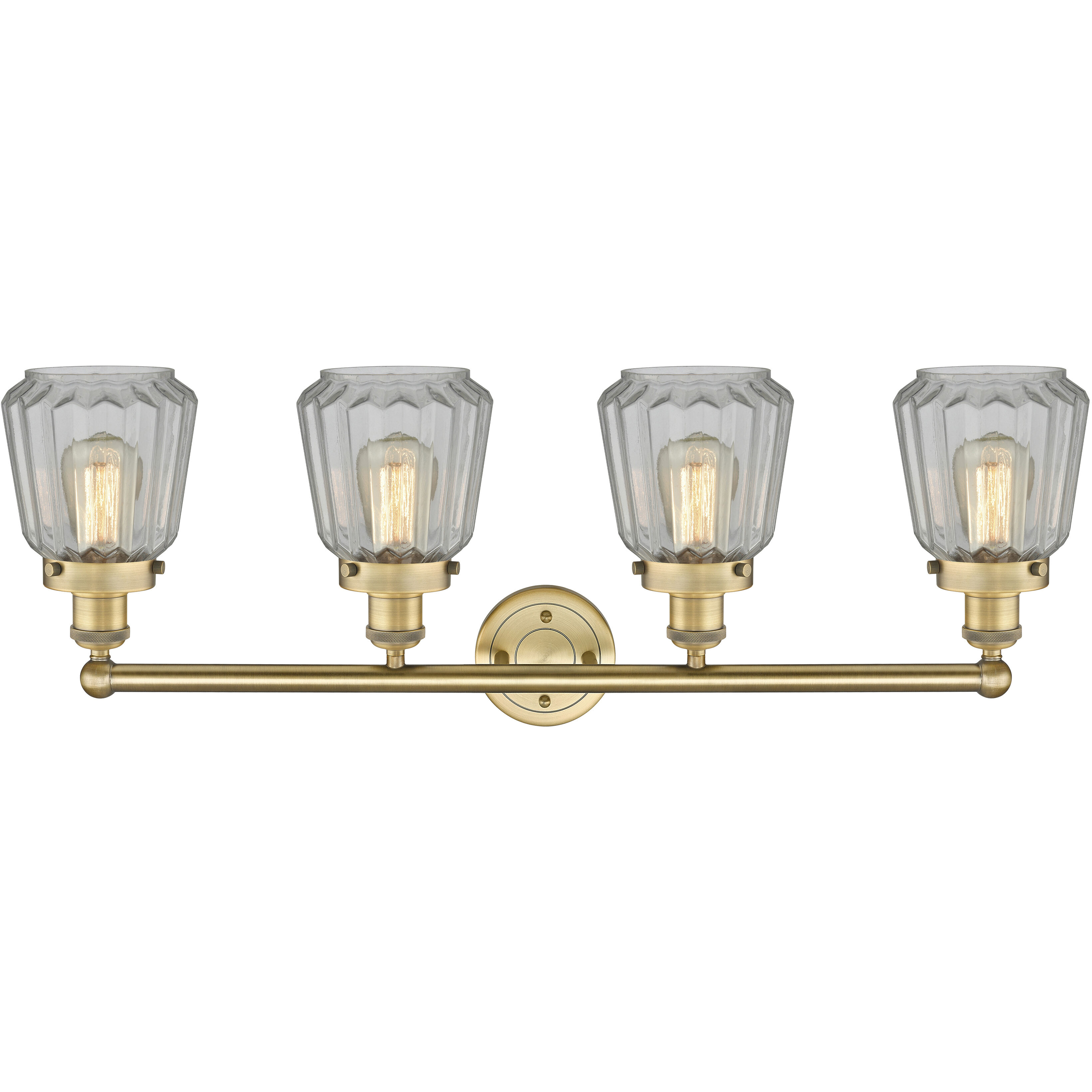 Chatham 4 Light 33.5 inch Brushed Brass Bath Vanity Light Wall Light in Clear Glass
