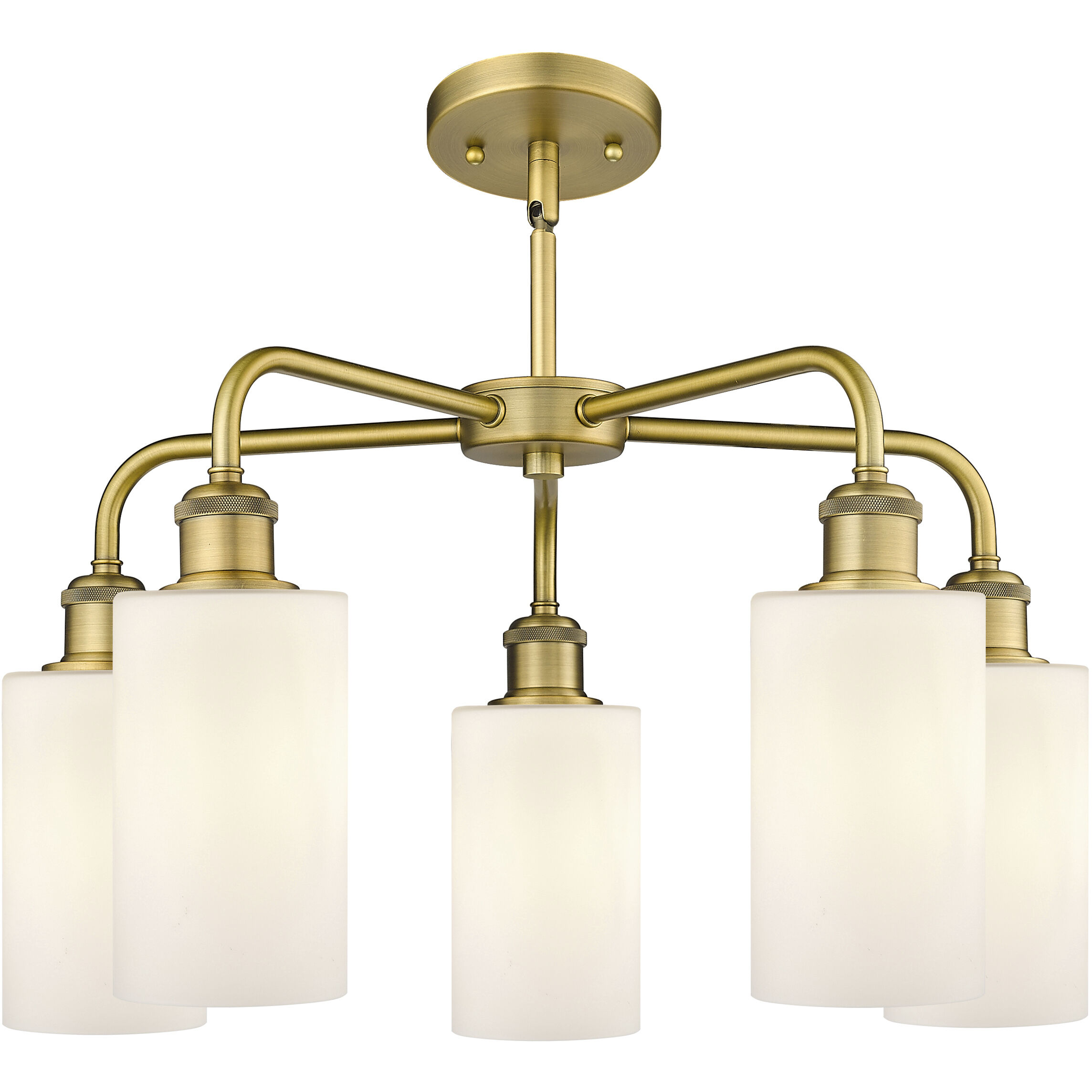 Clymer 5 Light 21.88 inch Brushed Brass Chandelier Ceiling Light in Matte White Glass