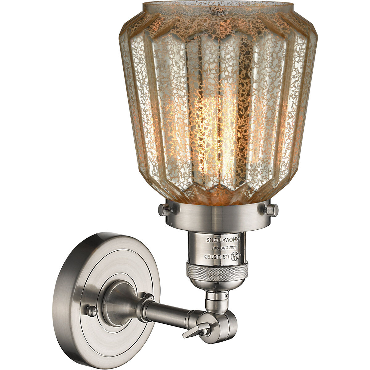 Franklin Restoration Chatham LED 6 inch Brushed Satin Nickel Sconce Wall Light in Mercury Glass, Franklin Restoration
