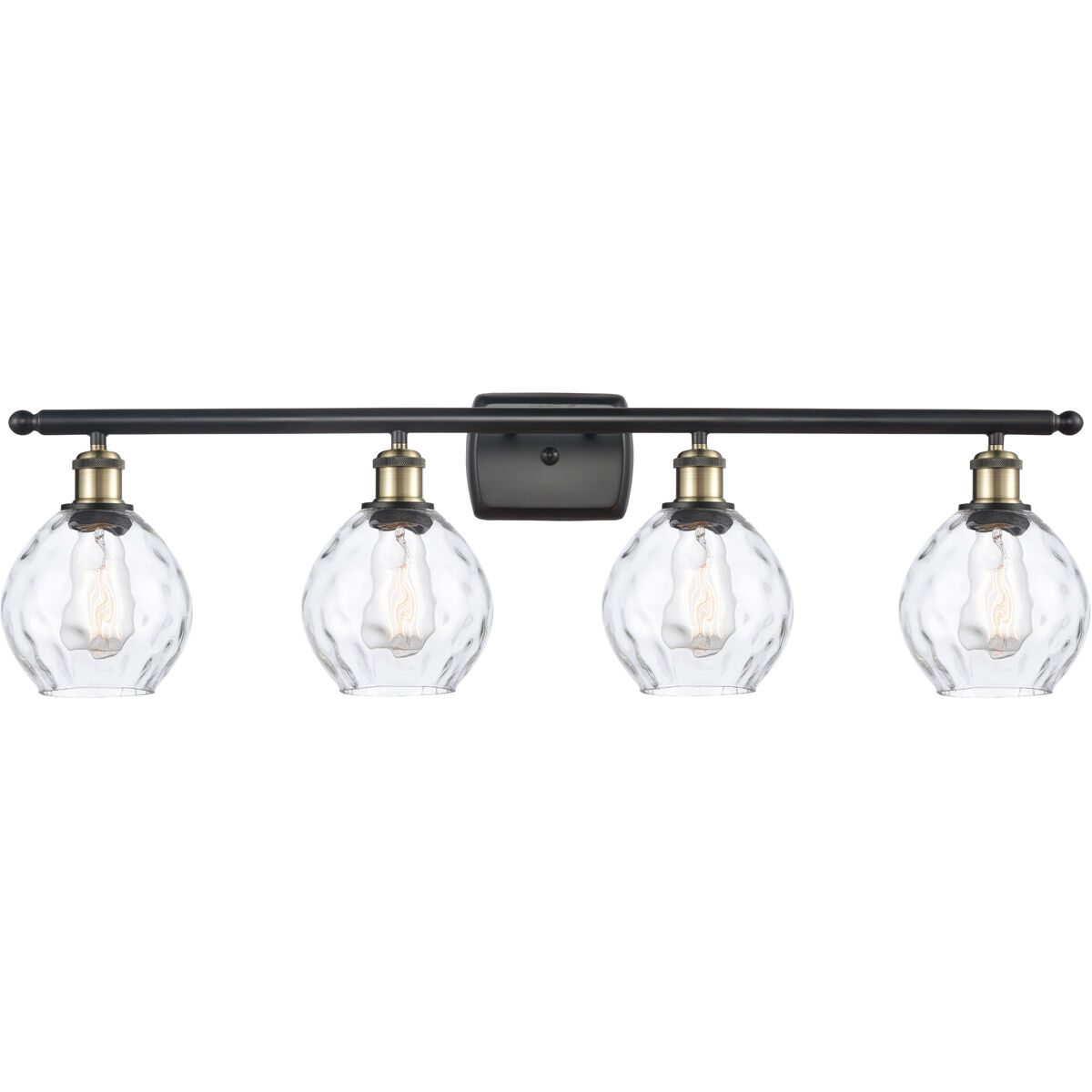 Ballston Small Waverly 4 Light 36 inch Black Antique Brass Bath Vanity Light Wall Light, Ballston
