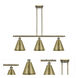 Ballston Cone 3 Light 36 inch Antique Brass Island Light Ceiling Light