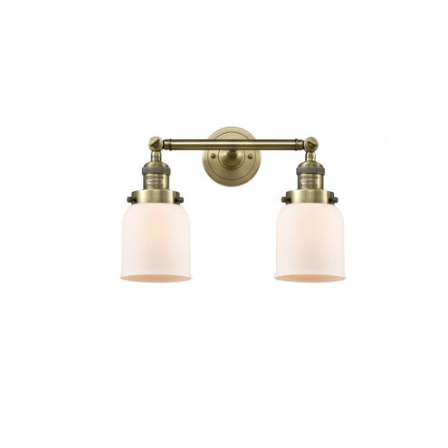 Franklin Restoration Small Bell LED 16 inch Antique Brass Bath Vanity Light Wall Light in Matte White Glass, Franklin Restoration