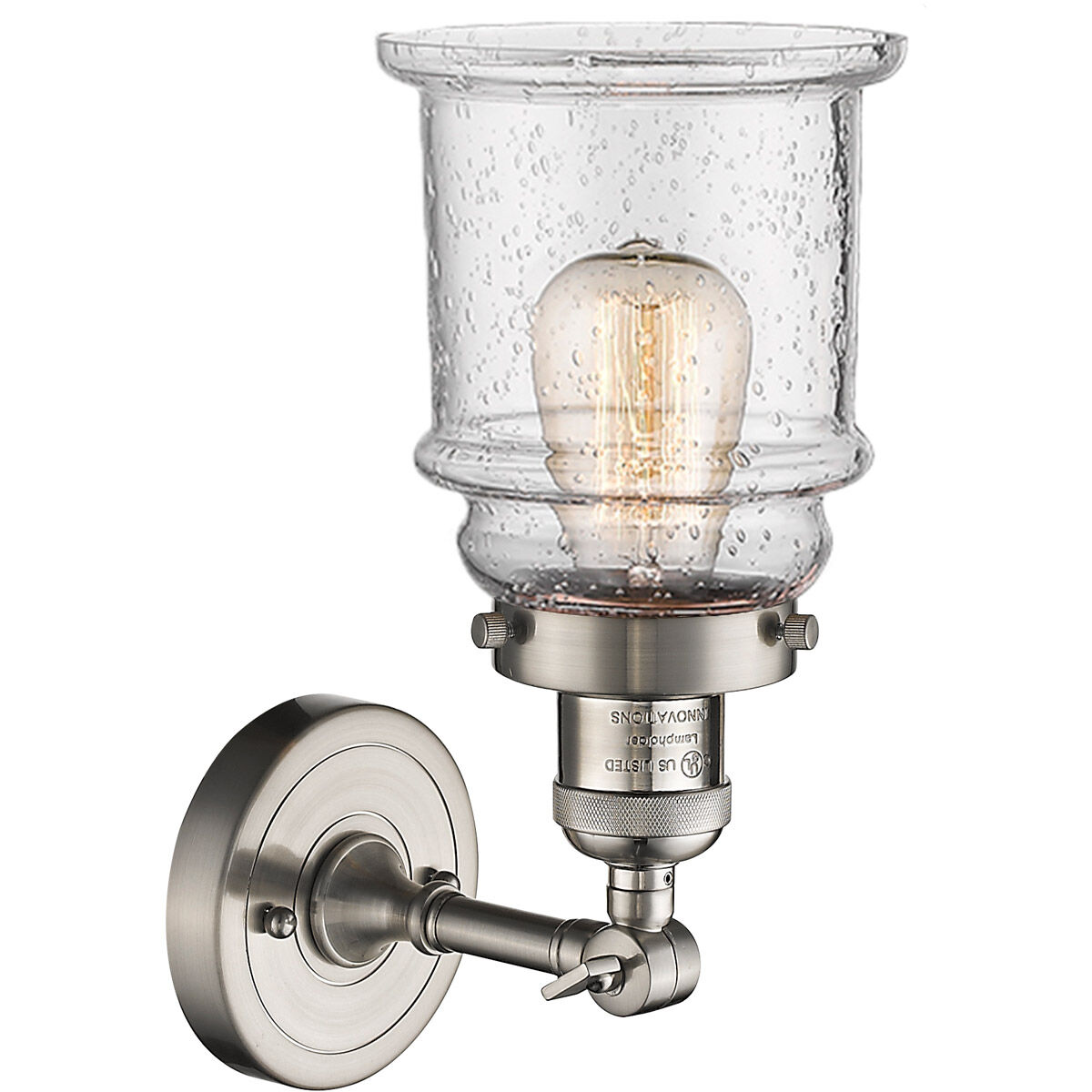 Franklin Restoration Canton 1 Light 7 inch Brushed Satin Nickel Sconce Wall Light in Seedy Glass, Franklin Restoration