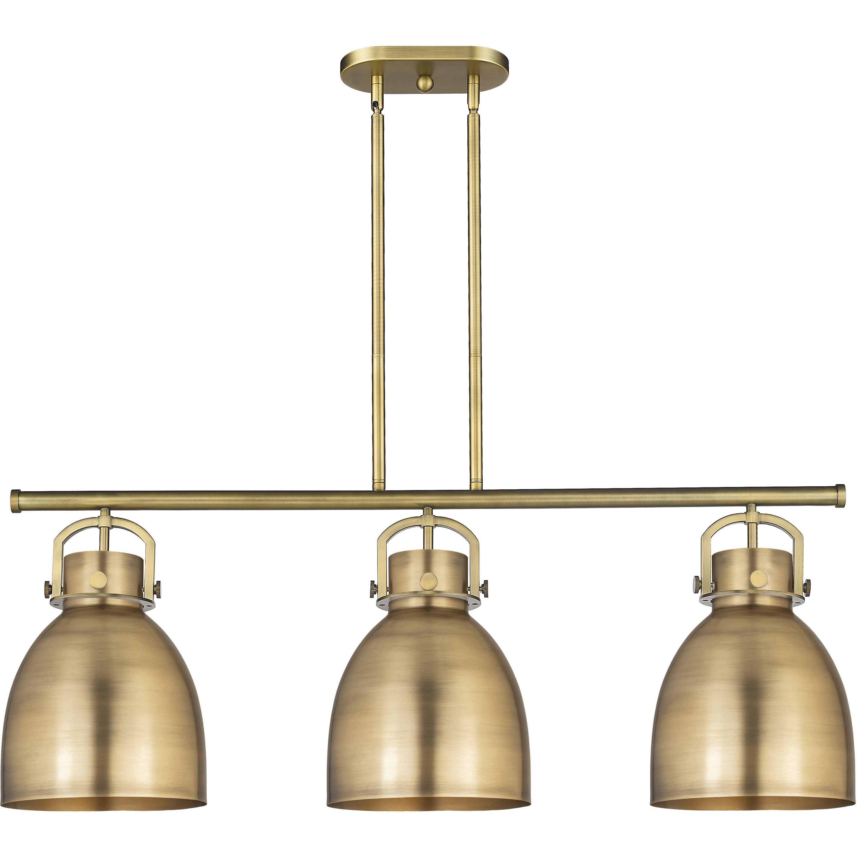 Newton Bell 3 Light 42 inch Brushed Brass Island Light Ceiling Light