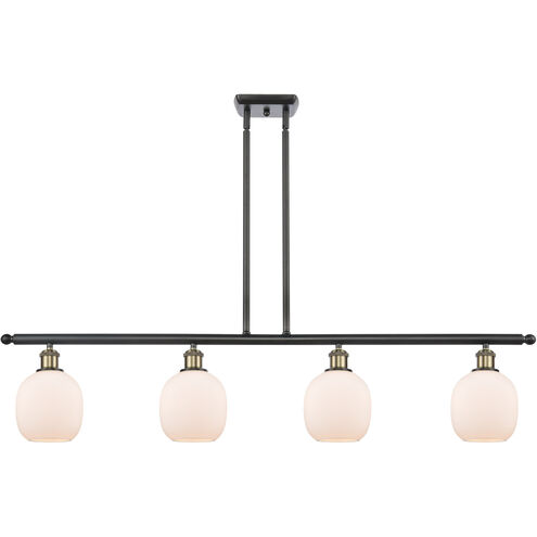 Ballston Belfast LED 48 inch Black Antique Brass Island Light Ceiling Light in Matte White Glass, Ballston