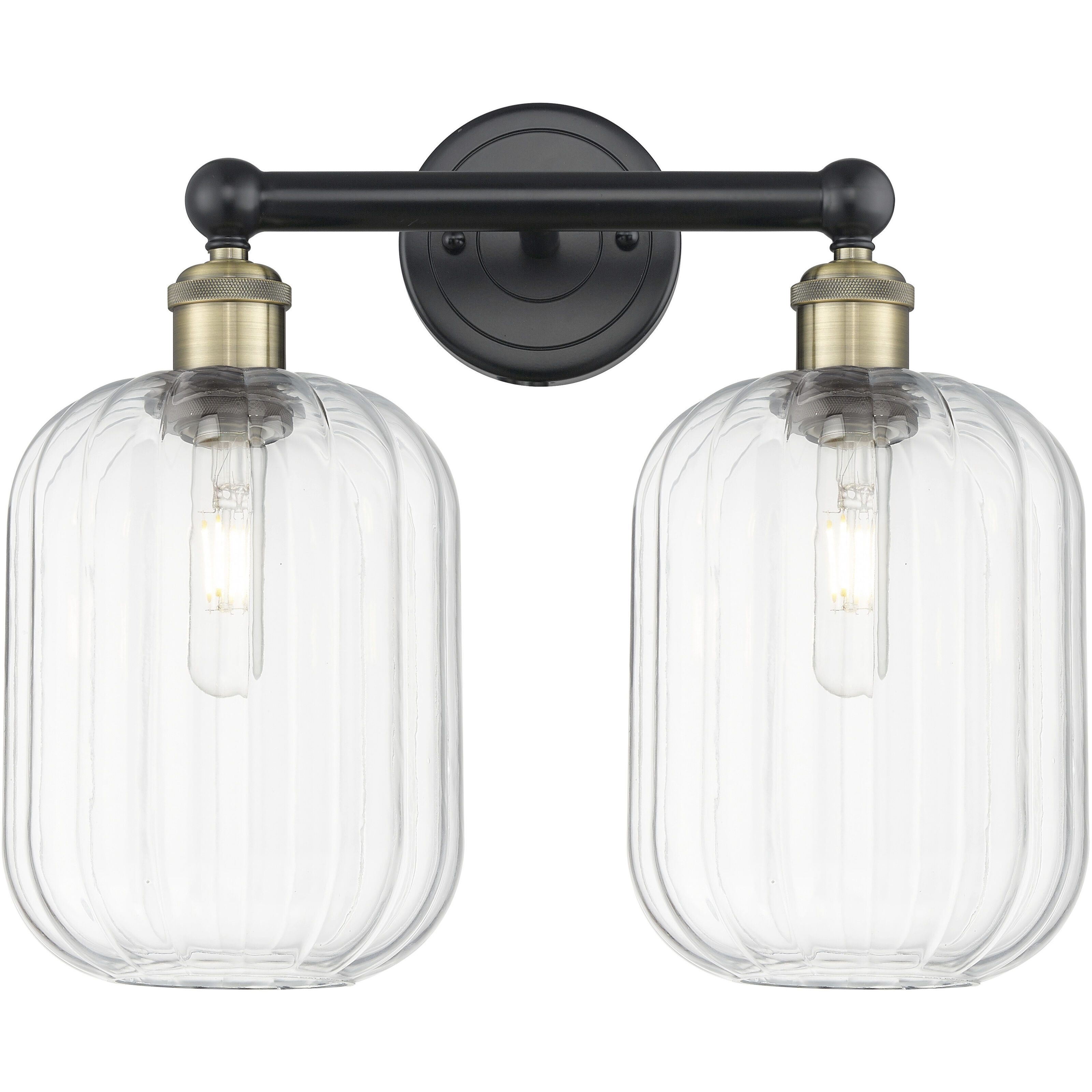 Edison Preston 2 Light 15.75 inch Black Antique Brass Bath Vanity Light Wall Light in Clear