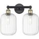 Edison Preston 2 Light 15.75 inch Black Antique Brass Bath Vanity Light Wall Light in Clear