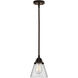 Nouveau 2 Cone 1 Light 6.25 inch Oil Rubbed Bronze Mini Pendant Ceiling Light in Incandescent, Clear
