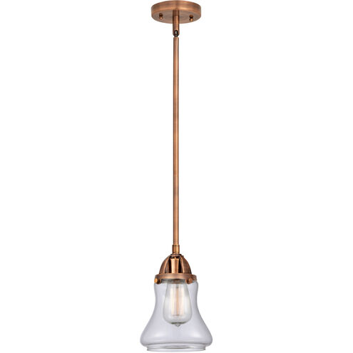 Nouveau 2 Bellmont 1 Light 6 inch Antique Copper Mini Pendant Ceiling Light in Clear Glass