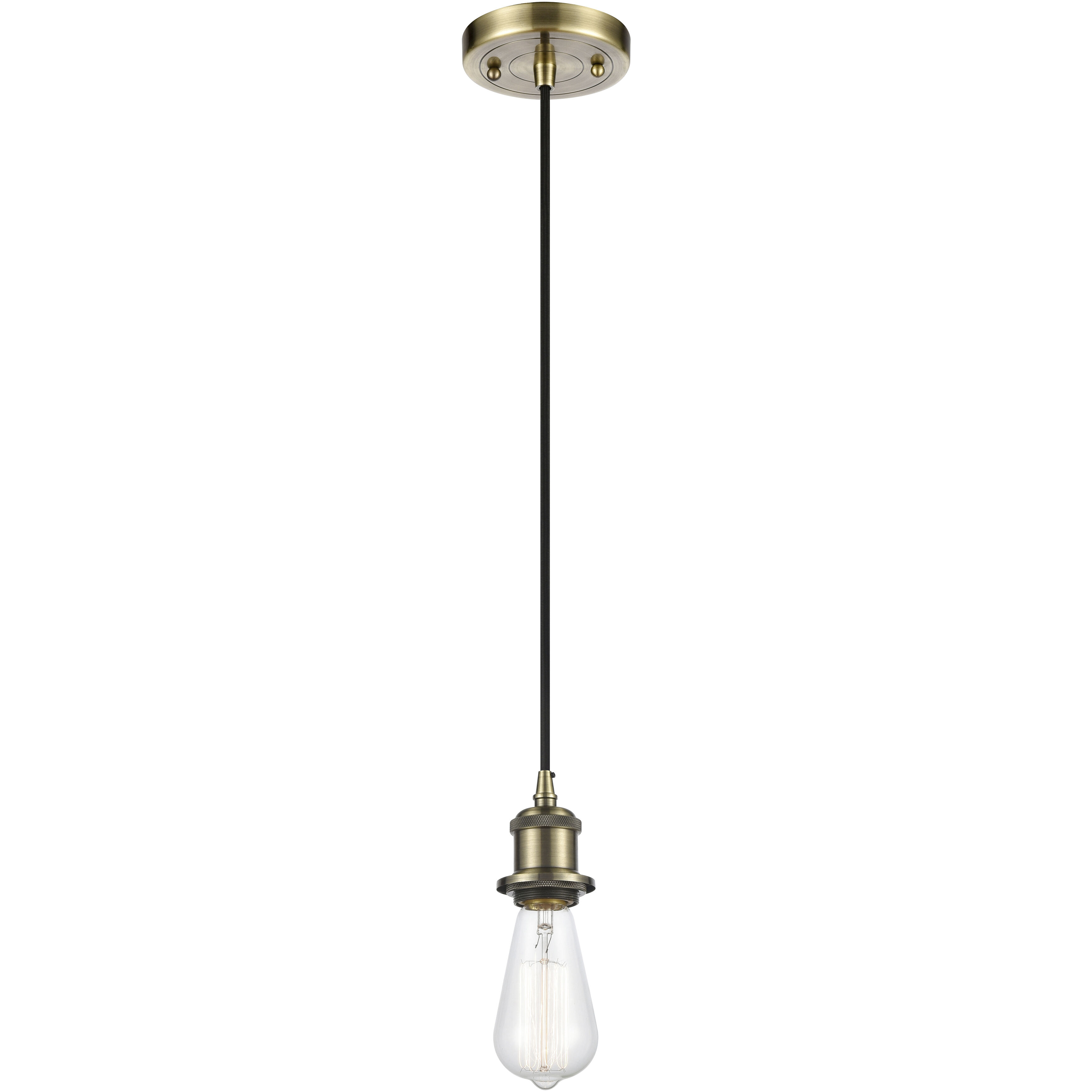 Ballston Bare Bulb 1 Light 5 inch Antique Brass Mini Pendant Ceiling Light in Incandescent, No Shade, Ballston