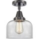 Franklin Restoration Large Bell LED 8 inch Matte Black Flush Mount Ceiling Light in Clear Glass