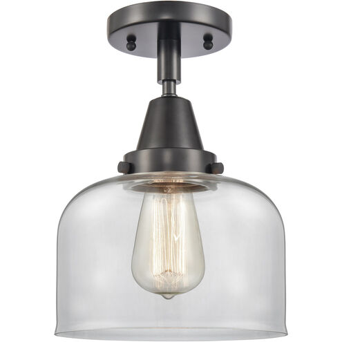 Franklin Restoration Large Bell LED 8 inch Matte Black Flush Mount Ceiling Light in Clear Glass